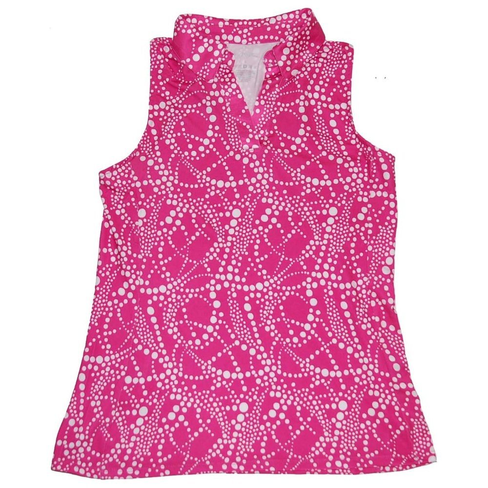 NWT Gottex Golf & Tennis Ladies Pink Drop Sleeveless Polo Shirt